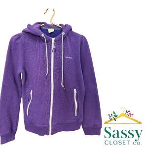 ✨ ADIDAS Purple Jewel Tone Racing Stripe Zip Hoodie M 💜